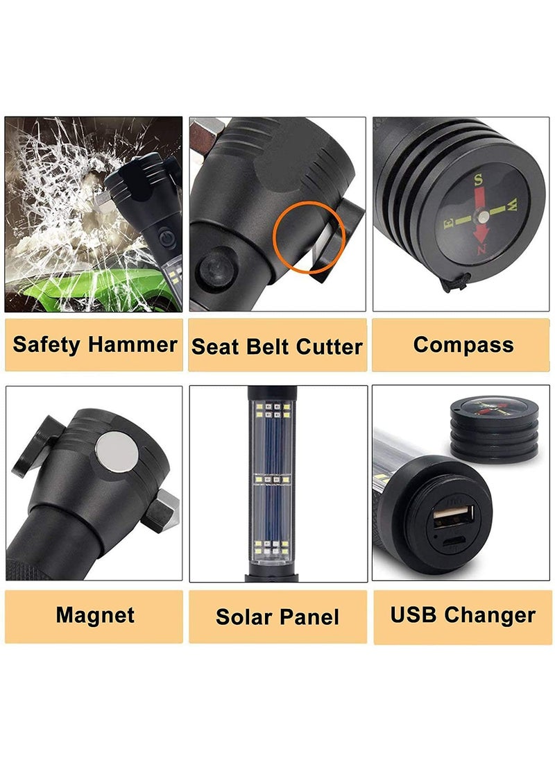 Krupanidhi Krupanidhi Solar Torch Light High Power Long Distance Rechargeable 7 Modes Emergency Tool with Window Breaker Seat Belt Cutter Compass for Camping Hiking  - Image 5