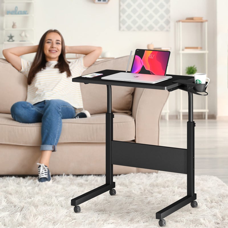Klvied Small Standing Desk Adjustable Height, Portable Treadmill Desk, Mobile Table Ideal for Laptops and Tablets, Black - Image 2