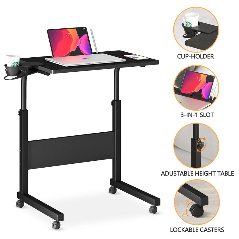 Klvied Small Standing Desk Adjustable Height, Portable Treadmill Desk, Mobile Table Ideal for Laptops and Tablets, Black - Image 4