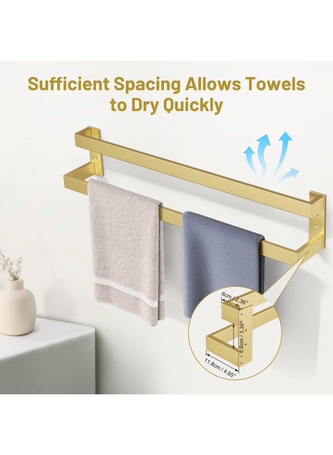 TNOMS Double Towel Bar,Towel Rack for Bathroom Stainless Steel Wall-Mounted Bathroom Hardware Accessories Brushed Gold 32 Inch - Image 3