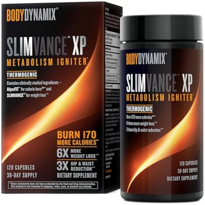 BodyDynamix Slimvance XP Metabolism Igniter, Botanical Diet Support, Advanced Thermogenic, Burn More Calories, Weight & Fat Loss, Energy, Focus, for Men & Women, Proven Ingredients & Caffeine, 120 Count, 30 SVG - Image 1