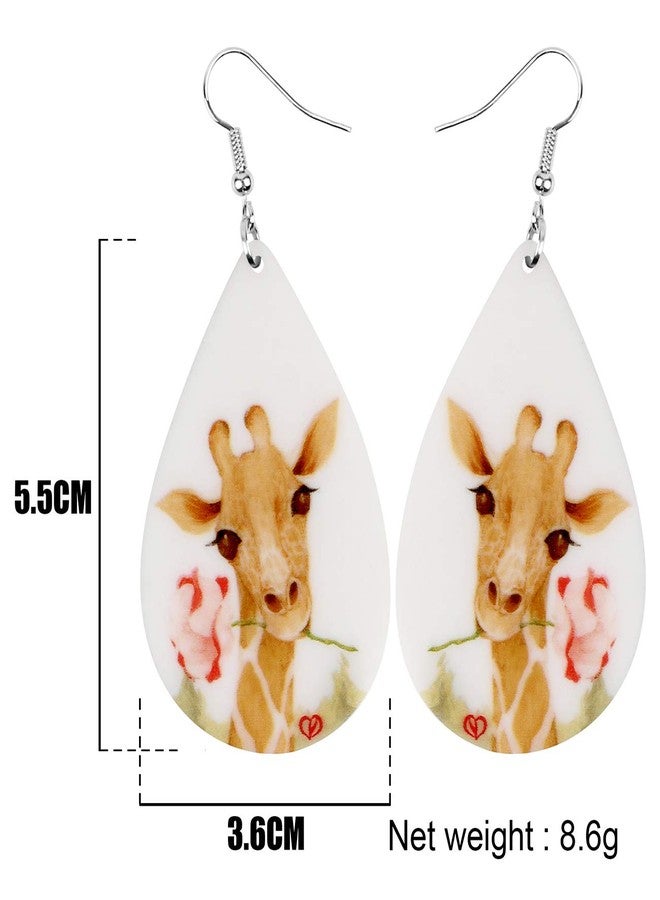 NEWEI Acrylic Lightweight Flower Jungle Giraffe Earrings Big Teardrop Dangle Funny Animal Jewelry For Women Charm Gift - Image 5