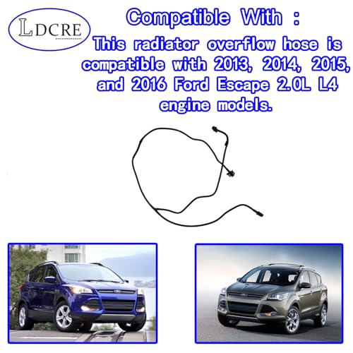 LDCRE Radiator Overflow Tank Water Hose Fits for 2013-2016 Ford Escape 2.0L L4,Engine Coolant Overflow Hose Replace CV6Z8B081Z CV6Z-8B081-Z - Image 4