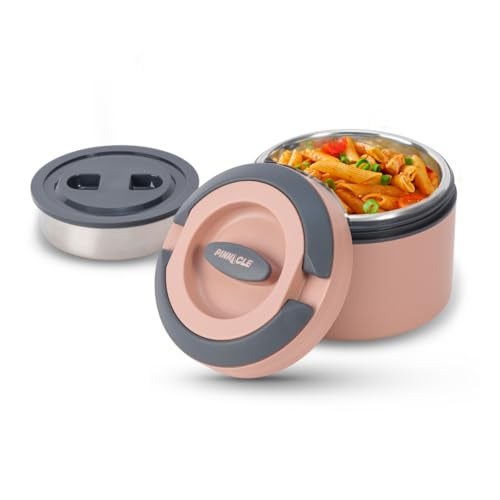 Pinnacle Prime Insulated Tiffin Box for Kids & Adults (600ml) | 2 Compartment Hot Box for Lunch with Collapsible Handle | Inner Stainless Steel Lunch Box for Office, School, Travel, Gift (Dusty Pink) - Image 1