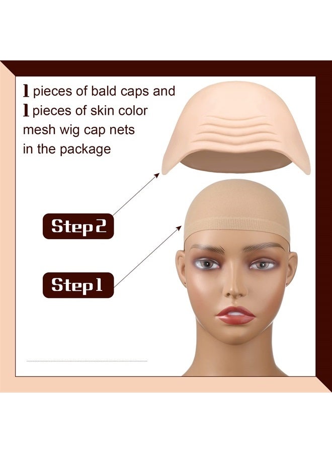 Syhood 2 قطع قبعة صلعاء مكياج لاتكس قبعة رأس صلعاء باروكة قبعة مكياج ملحقات تنكرية للبالغين النساء (نمط جديد) - Image 2