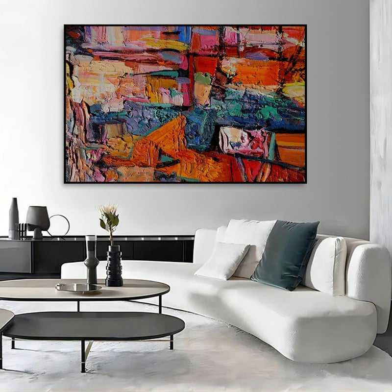 ماركتنا لوحة قماشية بتصميم الفن التشكيلي مع برواز مجوف مقاس (90×60) قطعة واحدة - Image 1