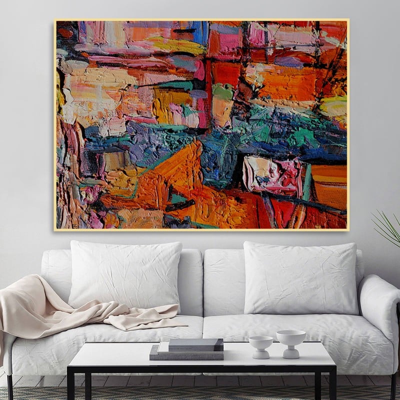 ماركتنا لوحة قماشية بتصميم الفن التشكيلي مع برواز مجوف مقاس (90×60) قطعة واحدة - Image 3
