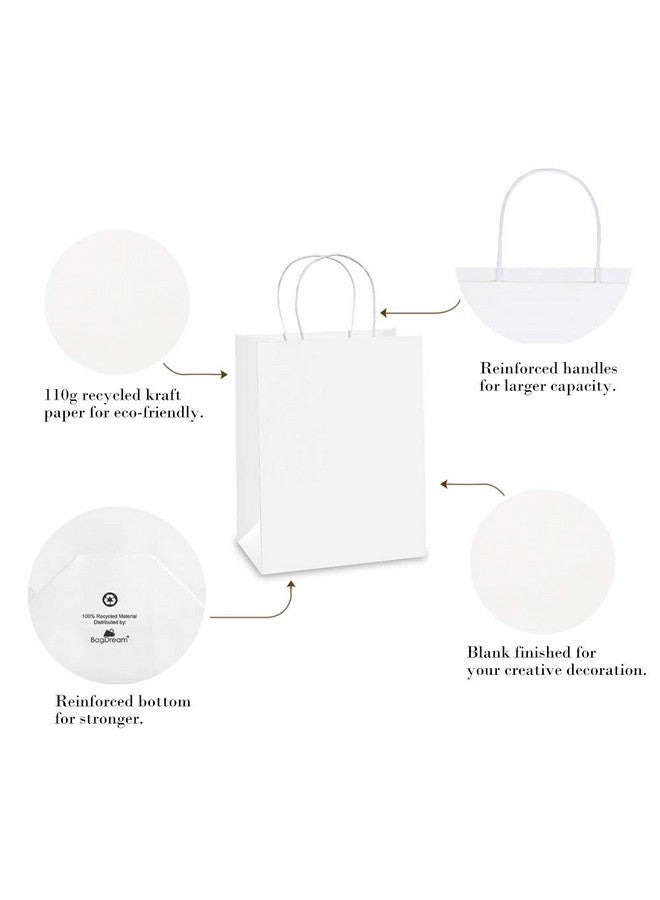BagDream Kraft Paper Bags 5x3x8& 8x4.25x10& 10x5x13 25 Pcs Each, White Gift Bags with Handles, Craft Bags, Merchandise Bags, Retail Bags, 100% Recyclable Paper Sacks - Image 5