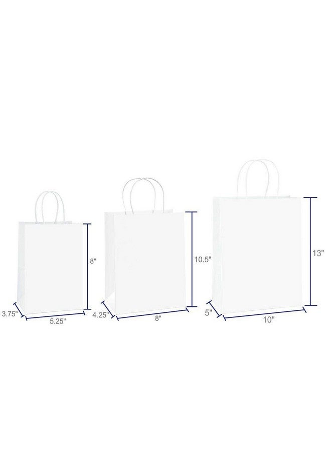 BagDream Kraft Paper Bags 5x3x8& 8x4.25x10& 10x5x13 25 Pcs Each, White Gift Bags with Handles, Craft Bags, Merchandise Bags, Retail Bags, 100% Recyclable Paper Sacks - Image 2