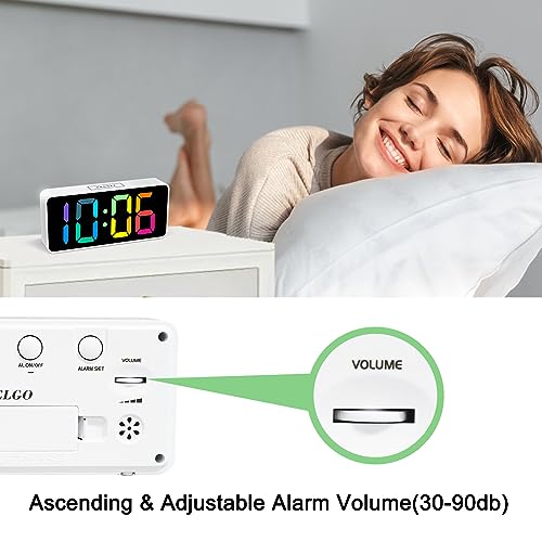 Welgo 7.5 Inches Large Digital Alarm Clock for Seniors & Kids, 0-100% Dimmable Display, USB Charging Port, Adjustable Volume, Easy Operation, Snooze, Outlet Powered for Bedroom - Image 4