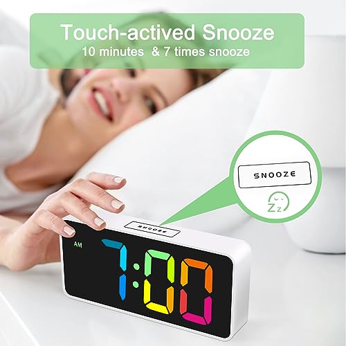 Welgo 7.5 Inches Large Digital Alarm Clock for Seniors & Kids, 0-100% Dimmable Display, USB Charging Port, Adjustable Volume, Easy Operation, Snooze, Outlet Powered for Bedroom - Image 5