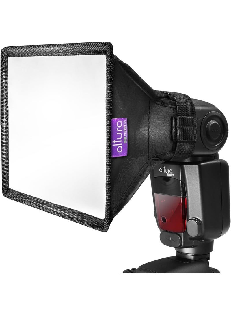 Altura Photo موزع ضوء فلاش سوفت بوكس 9x7 بوصة من التورا فوتو (عالمي، قابل للطي مع حقيبة تخزين) لكاميرات كانون ويونغنو ونيكون - Image 1