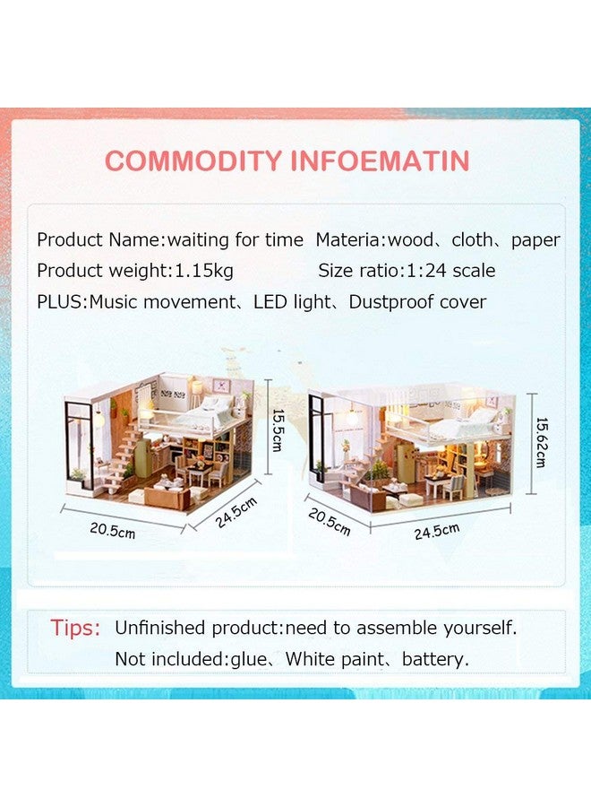 فليفر مجموعة منزل دمى Flever المصغرة DIY مع غرفة إبداعية مع أثاث لهدية عيد الحب الرومانسية (انتظر الوقت) - Image 2