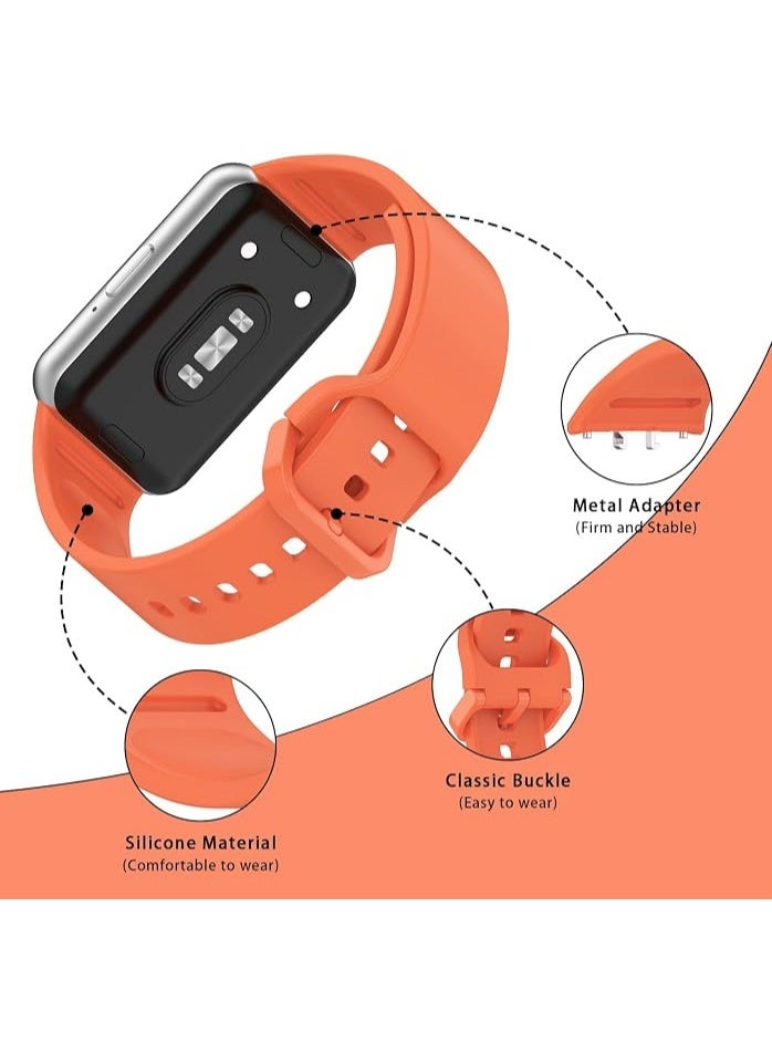QIRG Silicone Sport Band for Samsung Galaxy Fit 3, Adjustable Replacement Watch Strap for Galaxy Fit 3 Women Men(orange) - Image 2