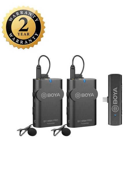 BOYA BY-WM4 PRO-K6 Two-Person Digital Wireless Omni Lavalier Microphone System for USB-C Devices (2.4 GHz) with 2 years warranty - official distributor