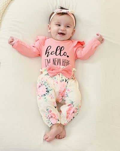 Yvowming Newborn Infant Baby Girl Clothes Outfits Rib Romper Floral Pants with Headband Winter Clothing Set - Image 3