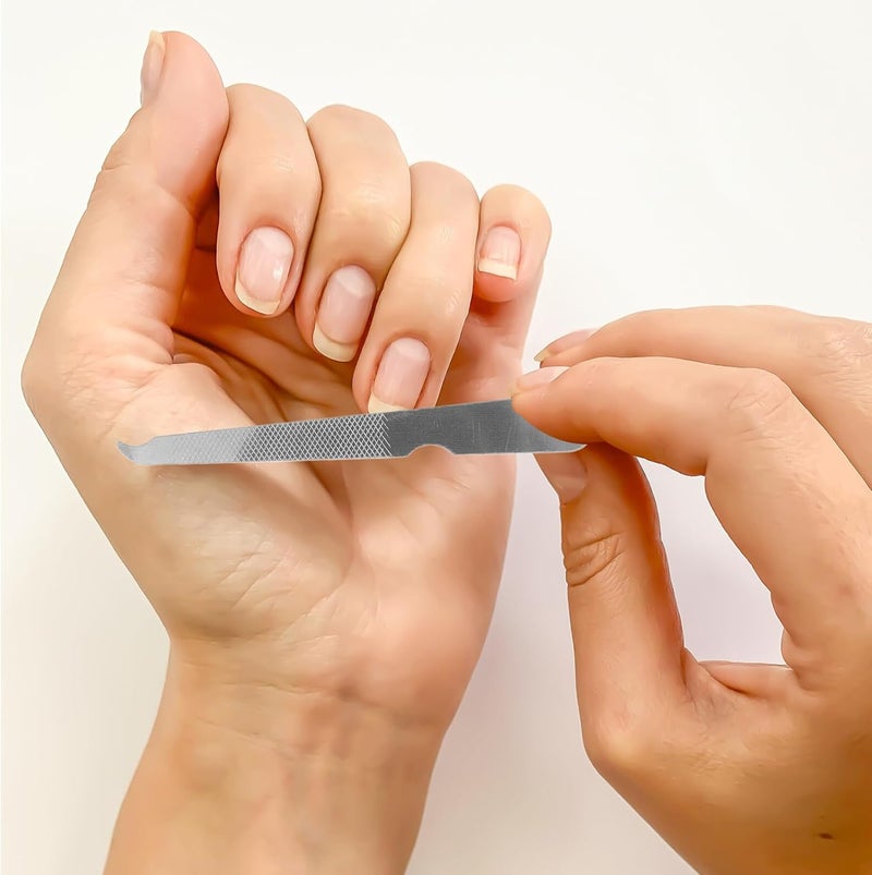 50pcs Double Sided Curved Stainless Steel Nail File with Pointed Tips for Salon and Home Manicure Pedicure Buffer Tool - Image 5