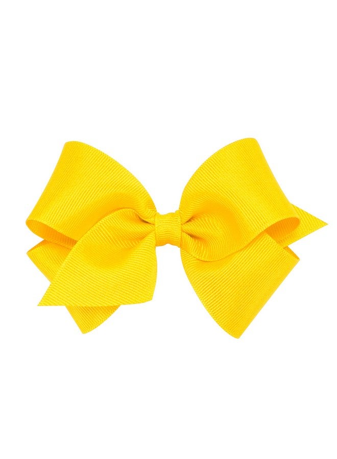 Wee Ones Girls' Classic Grosgrain Hair Bows on a WeeStay No-Slip Hair Clip, Handmade, Small Sized Bow, Yellow - Image 1