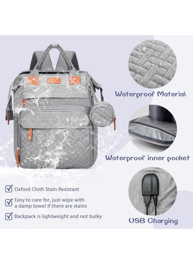 Joyce Baby Diaper Bag, Backpack with Changing Table, Unisex Baby Bag, with Diaper Pad, USB Charging Port, Insulated Pacifier Case, Multifunctional Waterproof Travel Diaper Bag, Gift for Newborn Baby (Grey) - Image 4
