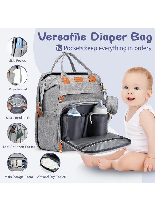 Joyce Baby Diaper Bag, Backpack with Changing Table, Unisex Baby Bag, with Diaper Pad, USB Charging Port, Insulated Pacifier Case, Multifunctional Waterproof Travel Diaper Bag, Gift for Newborn Baby (Grey) - Image 2