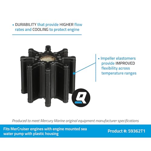 Quicksilver 59362T1 Water Pump Impeller for MerCruiser Engines with Engine Mounted Sea Water Pumps with a Plastic Housing - Image 3