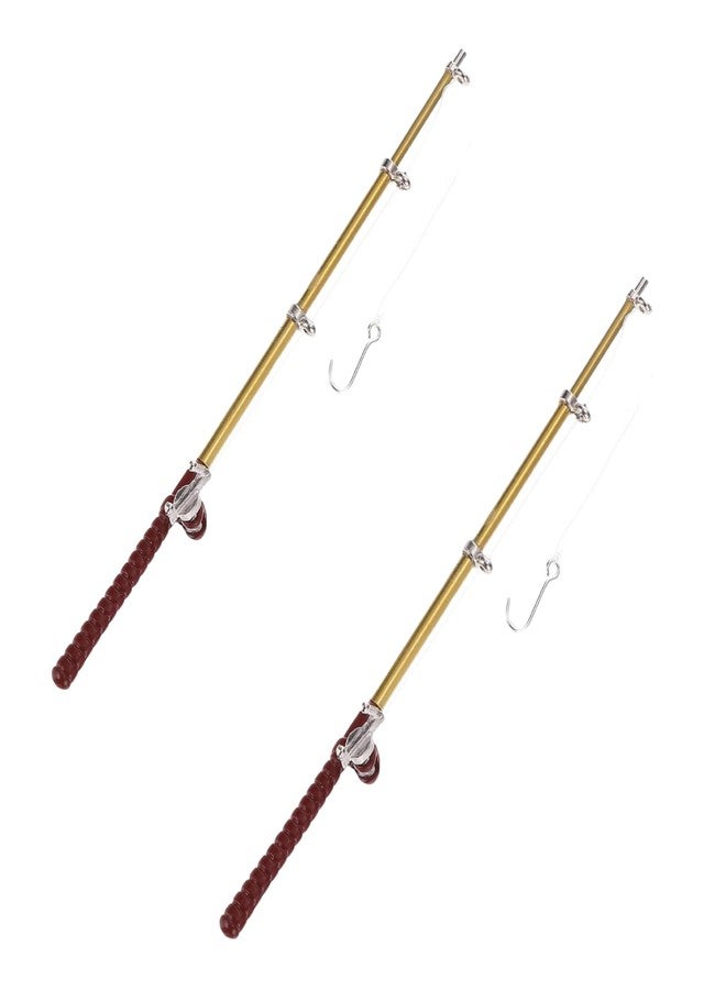 Jowxsx 2Pcs 1/12 Miniature Fishing Pole Dollhouse Decoration Accessories, DIY Doll House Decor Kit - Image 1