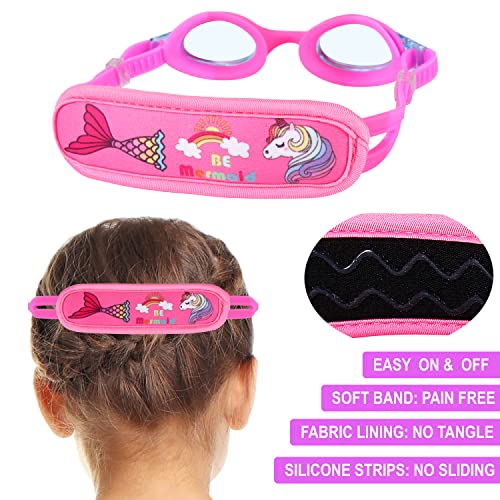 RUIGAO Kids Swim Goggles Age 2-6, Toddler Goggles No Hair Pull,UV Protection/Anti Fog/Padded HeadBand (1PK Kids - Pink Mermaid) - Image 5