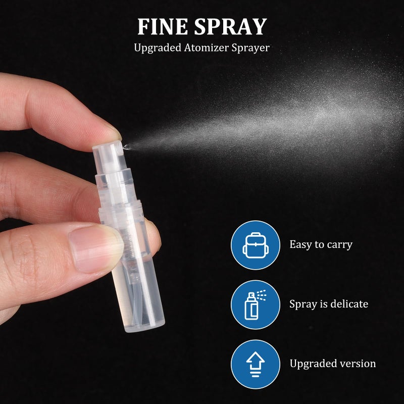 Chiallco Mini Perfume Sample Bottles, 3 ml Plastic Small Spray Bottle 10 Pack, Fine Mist, Portable Perfume Travel Refillable Bottle, Upgraded atomizer sprayer, Clear - Image 2