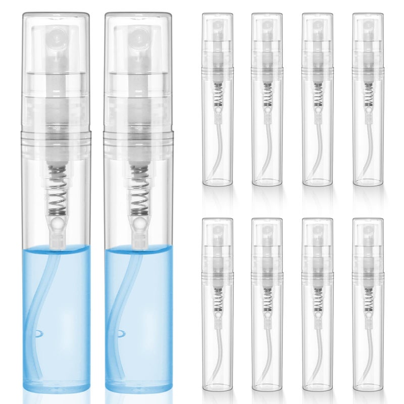 Chiallco Mini Perfume Sample Bottles, 3 ml Plastic Small Spray Bottle 10 Pack, Fine Mist, Portable Perfume Travel Refillable Bottle, Upgraded atomizer sprayer, Clear - Image 1
