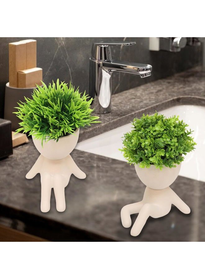 MAKHOT 4pcs Fake Succulents for Office Decorations, Artificial Succulents Plants for Work Desk Women Fake Plants Office Decor - Small Plant for OfficeWomen Cubicle Decor(Cream Color) - Image 2
