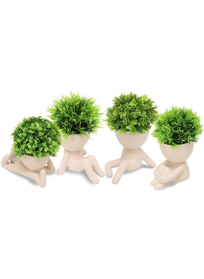 MAKHOT 4pcs Fake Succulents for Office Decorations, Artificial Succulents Plants for Work Desk Women Fake Plants Office Decor - Small Plant for OfficeWomen Cubicle Decor(Cream Color) - Image 1