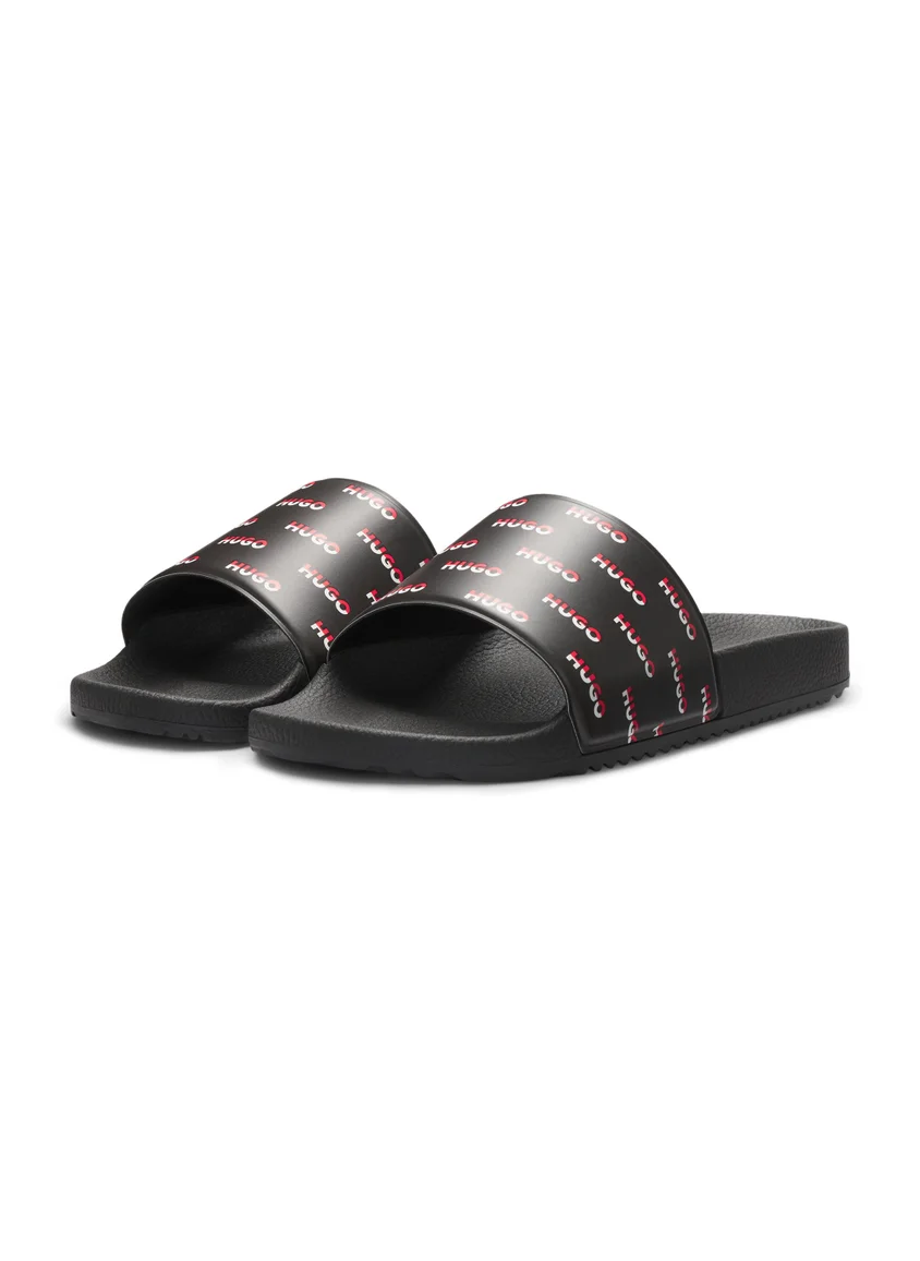 هوجو Italian-made slides with split-logo uppers