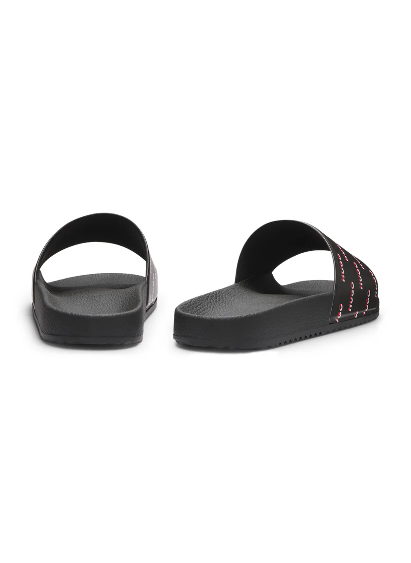هوجو Italian-made slides with split-logo uppers