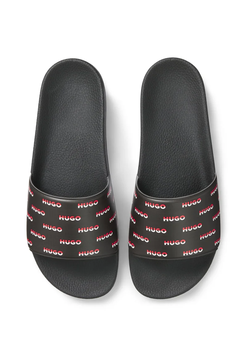 HUGO Italian-made slides with split-logo uppers