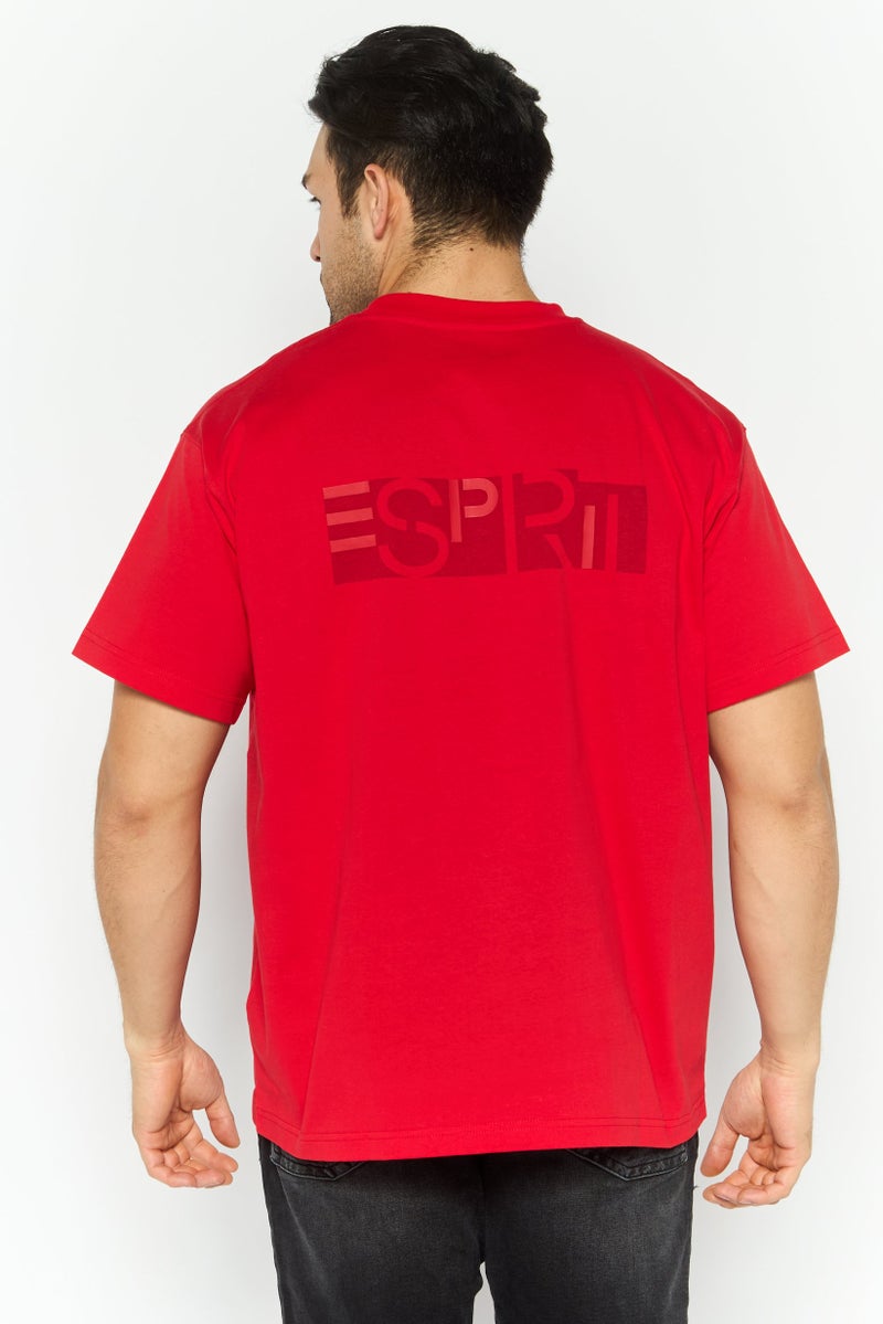 ESPRIT تي شيرت جرافيك قصير الأكمام للرجال بياقة دائرية، أحمر - Image 2