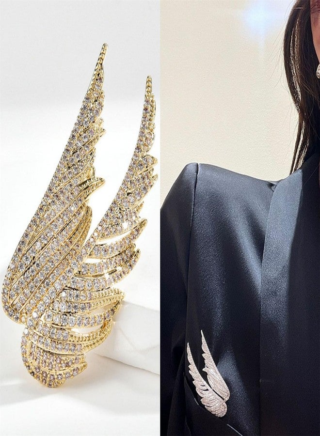 RLHRNDE 4 Pcs Rhinestone Feather Brooch Pins Set for Women Men Fashion Crystal Delicate Lapel Pins Elegant Dress Hat Bag Suit Tie Accessories Wedding Birthday Party Christmas Jewelry Gift (Feather) - Image 5
