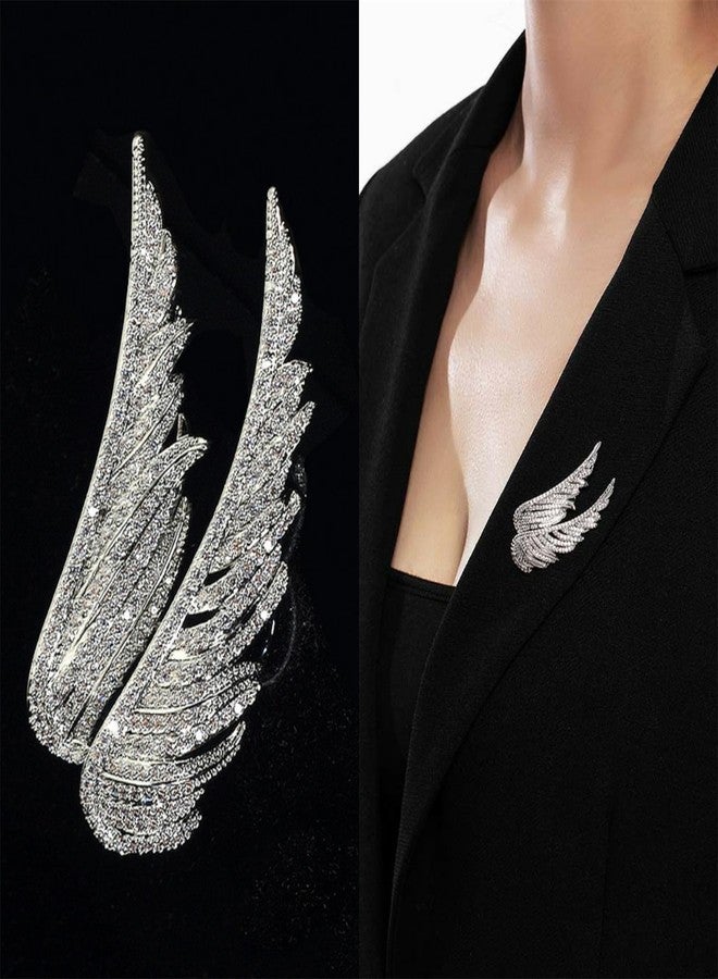 RLHRNDE 4 Pcs Rhinestone Feather Brooch Pins Set for Women Men Fashion Crystal Delicate Lapel Pins Elegant Dress Hat Bag Suit Tie Accessories Wedding Birthday Party Christmas Jewelry Gift (Feather) - Image 2