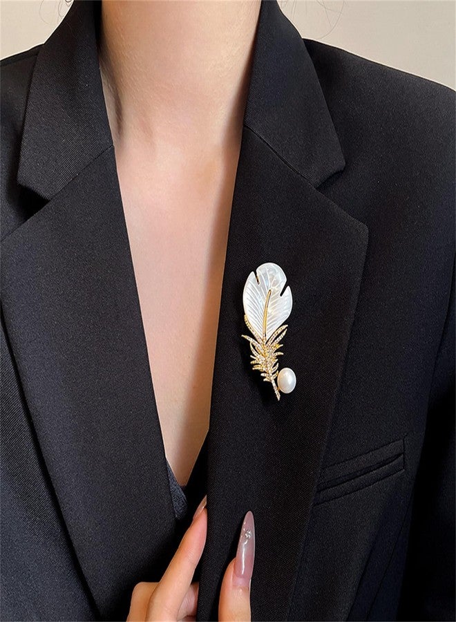 RLHRNDE 4 Pcs Rhinestone Feather Brooch Pins Set for Women Men Fashion Crystal Delicate Lapel Pins Elegant Dress Hat Bag Suit Tie Accessories Wedding Birthday Party Christmas Jewelry Gift (Feather) - Image 3