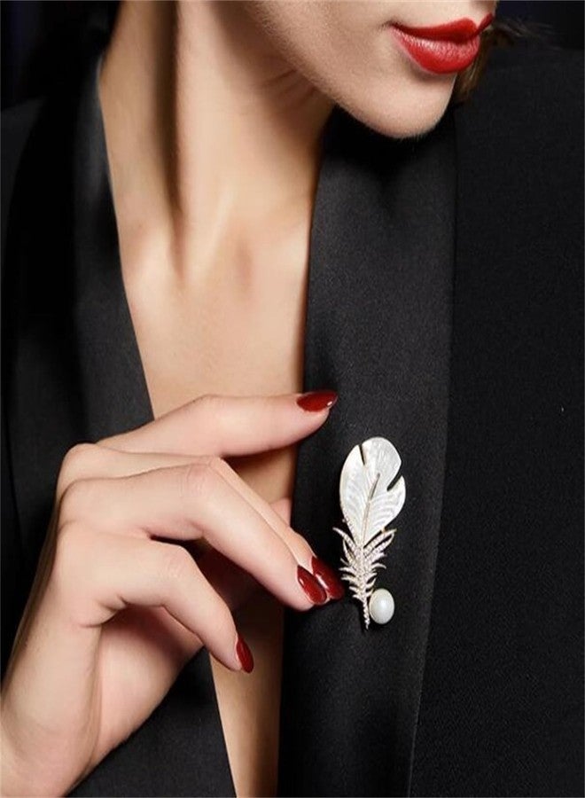 RLHRNDE 4 Pcs Rhinestone Feather Brooch Pins Set for Women Men Fashion Crystal Delicate Lapel Pins Elegant Dress Hat Bag Suit Tie Accessories Wedding Birthday Party Christmas Jewelry Gift (Feather) - Image 4