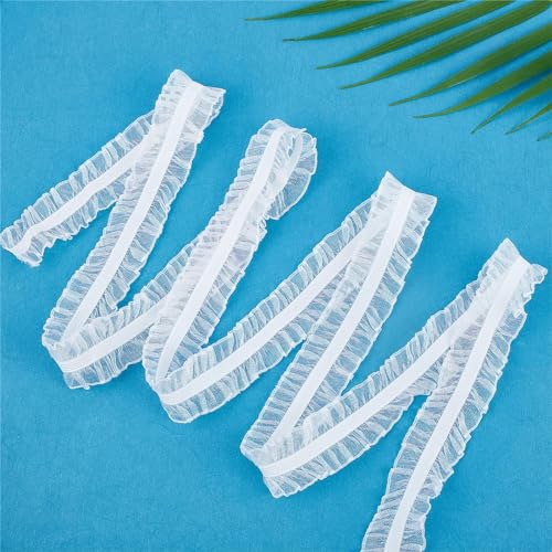 FINGERINSPIRE 11Yard/10m White Fabric Lace Trim Stretch Elastic Double Ruffle Lace Ribbon 1 inches/28mm Wide for Sewing, Dress Decoration and Gift Wrapping - Image 5