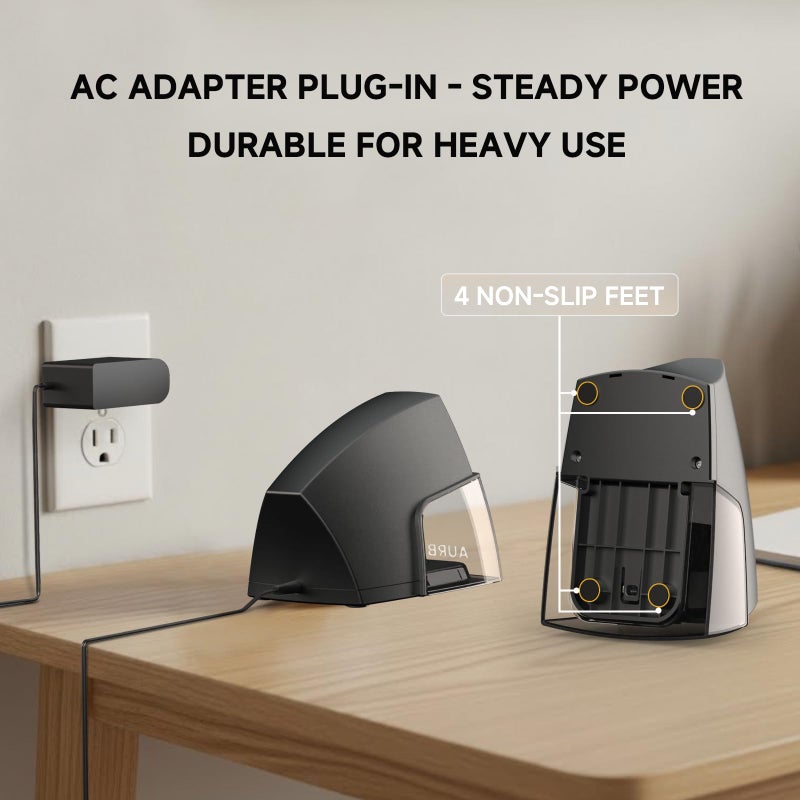 Aurbuex Electric Pencil Sharpener for 6 to 8 mm Pencils Helical Blade Fast 4 Second Sharpening Large Shavings Bin Non Slip Feet Safe Design for Classroom Office and Home(S1131) - Image 5
