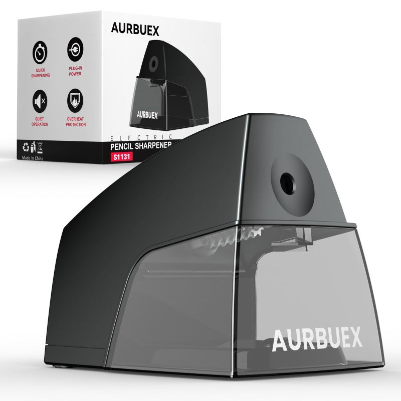 Aurbuex Electric Pencil Sharpener for 6 to 8 mm Pencils Helical Blade Fast 4 Second Sharpening Large Shavings Bin Non Slip Feet Safe Design for Classroom Office and Home(S1131) - Image 1