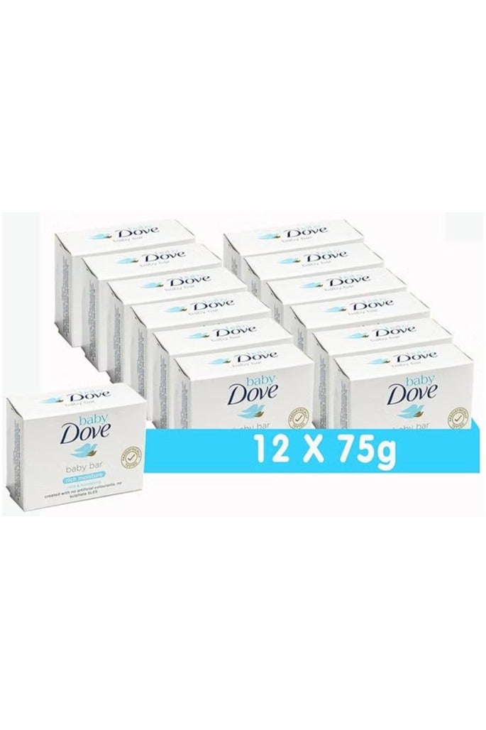 Dove Rich Moisture Baby Soap Bar 75g Pack of 12