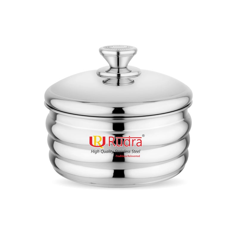 RUDRA Krystal Serving Pot | Hot & Fresh Insulated Casserole with Steel Lid & Steam Vent | BPA-Free, Food-Grade Hot Pot | Elegant & Durable Design for Home, Kitchen & Dining | Keeps Food Hot & Fresh Longer (Steel, 2000 ml) - Image 1