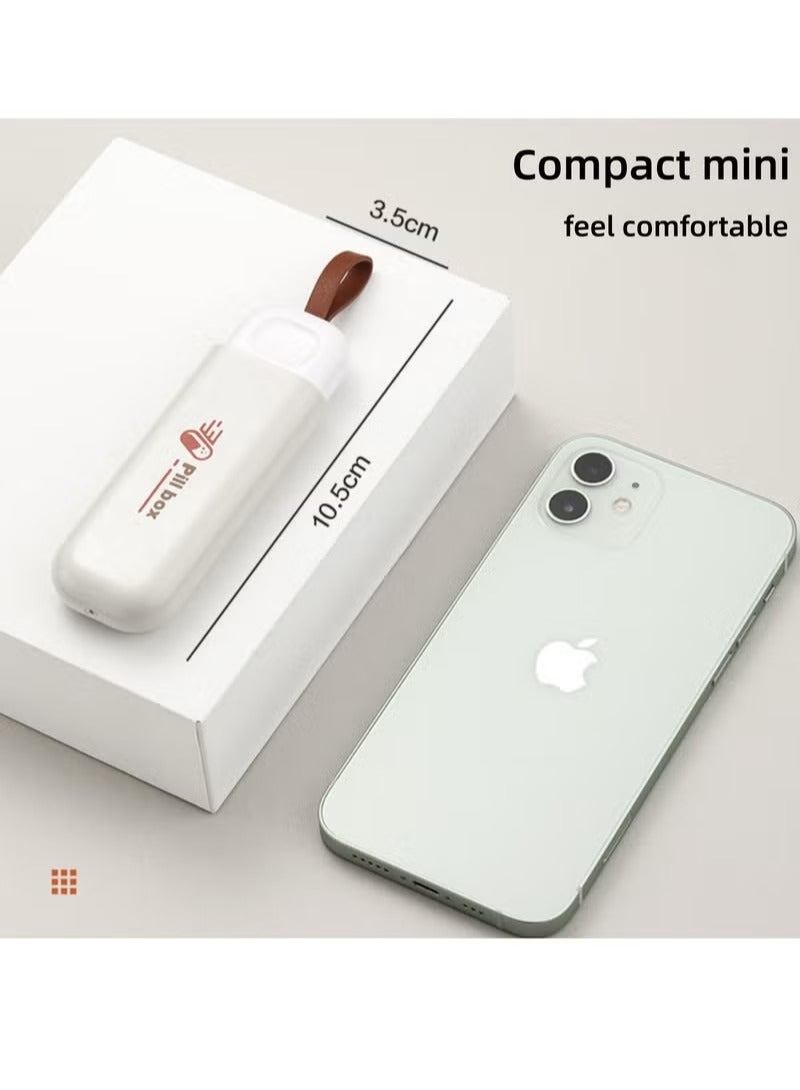 general NOVOLAN Portable Pill Box 2-Pack, Pull-Out Design Leather Pull Cord, Household Portable Small Pill Box One Day Sub-Package Pill Box Elderly Carry With Sub-Pill Box Mini Pill Sub-Package Box, Beige & Grey - Image 5