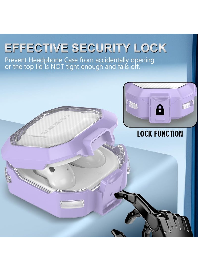 Cover Case for Galaxy Buds 2 Pro, Clear Protective Case Compatible with Galaxy Buds 2 Pro, Buds 2, Buds Pro, Buds Live with Fashion Keychain (Purple) - Image 4