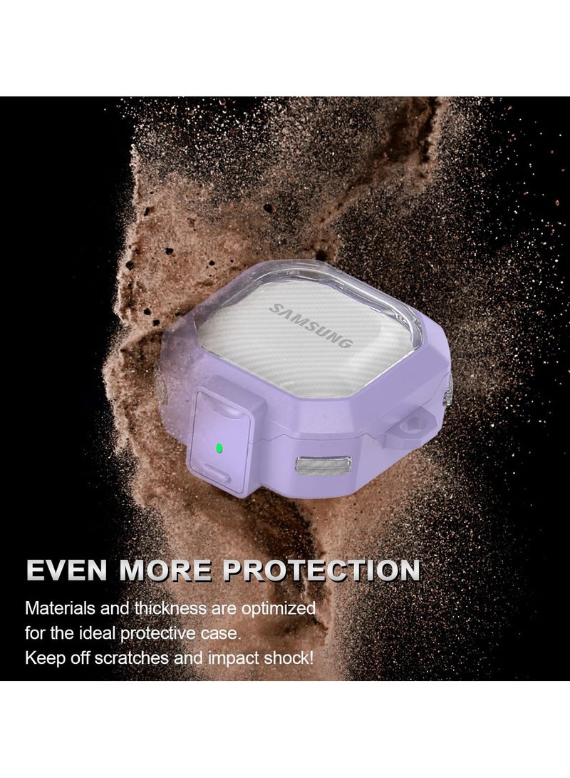 Cover Case for Galaxy Buds 2 Pro, Clear Protective Case Compatible with Galaxy Buds 2 Pro, Buds 2, Buds Pro, Buds Live with Fashion Keychain (Purple) - Image 3