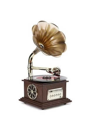 Record Player Retro, Mini Vintage Retro Classic Gramophone With Built In Bluetooth, Durable Phonograph Shape Stereo Speaker, Sound Music Box Desktop Ornament For Home Office Clubs Bars, (Brown 1) - pzsku/Z9C748BDFD09368058D9EZ/45/_/1715930358/4f425cc1-6fbc-4152-b151-e84e90b174ad