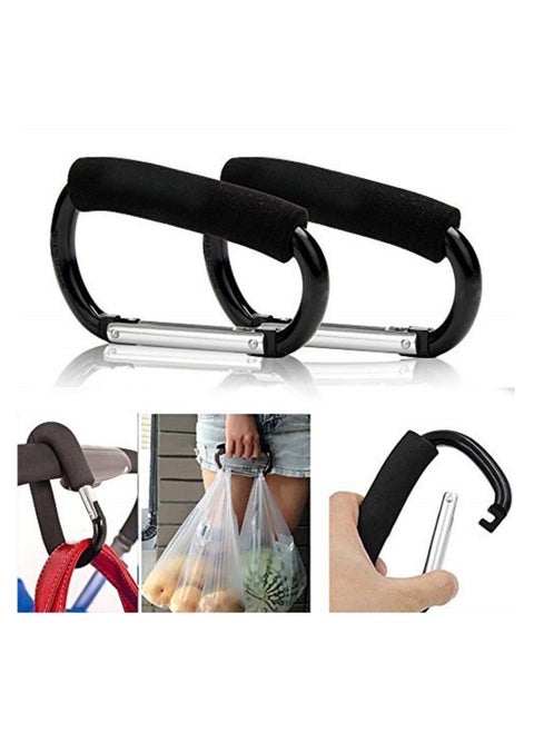 2PCS Shopping Bag Holder Handle Carrier Tool Multi Purpose Snap Hook Stroller Hook Set Organizer Accessories with Soft Foam Grip for Hanging