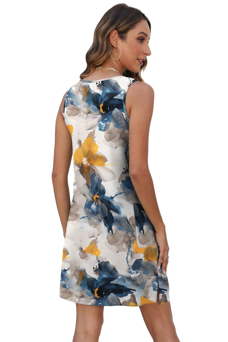 BKRIVE Spring Dresses for Women 2026 Loose Ladies Dress Sun Dresses with Pockets Valentine Day Shirt Floral Yellow and Blue M - Image 5
